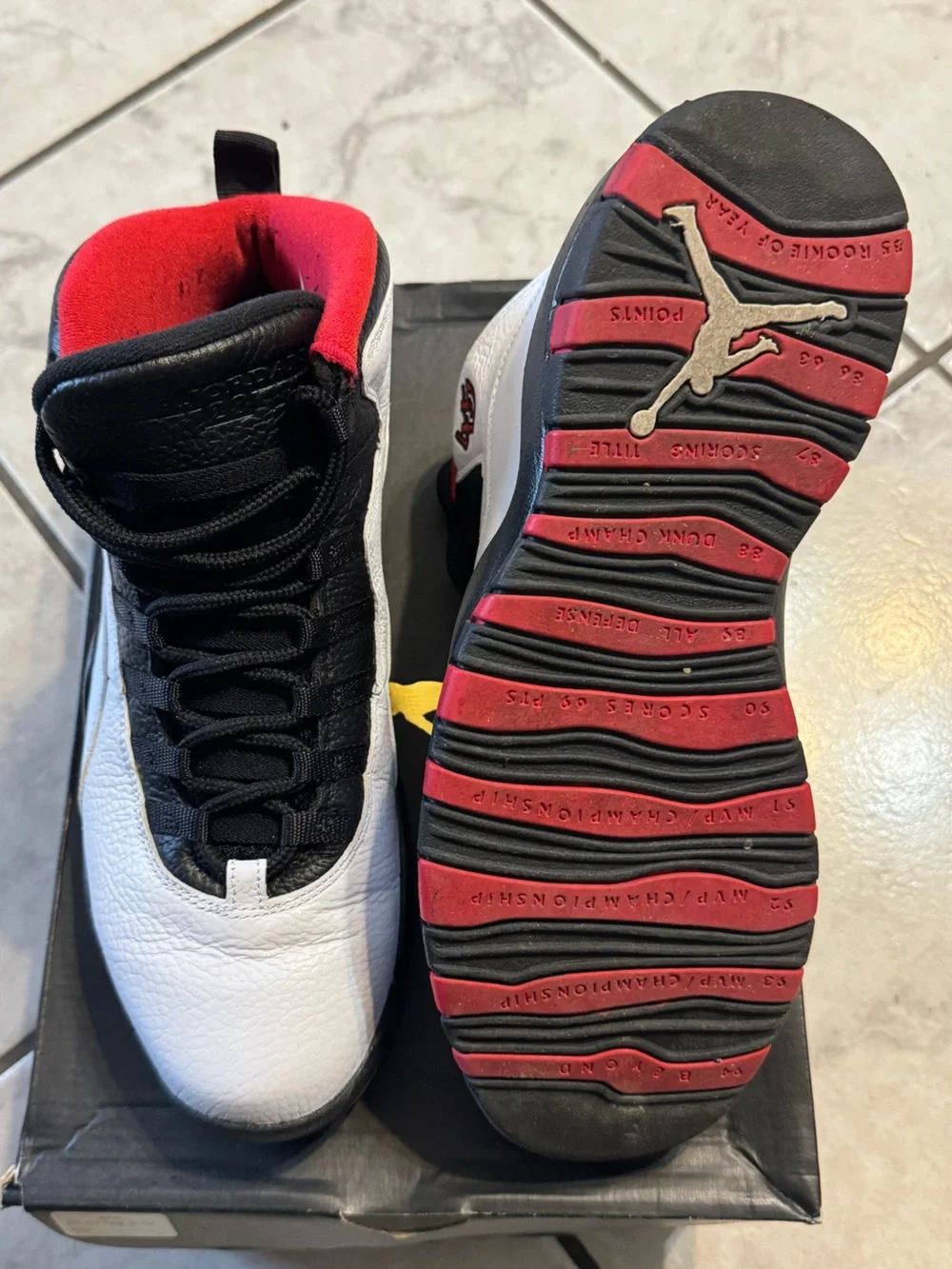 Jordan Retro 10 Men's White Black and Red High-Top Sneakers